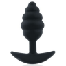 Черная ребристая анальная втулка с ограничителем - 9 см - Черная ребристая анальная втулка с ограничителем - 9 см